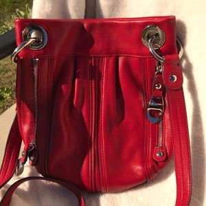 B Makowsky red crossbody purse